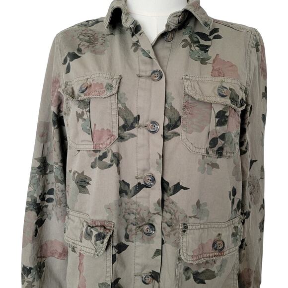Maurices Jacket Shacket Floral Olive Green 100% Cotton Sz S Gorpcore Casual Boho - Picture 2 of 7